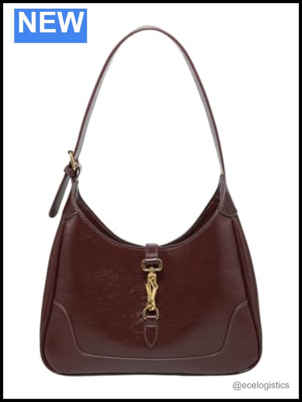 Vintage Women's Genuine Leather Hobo Shoulder Bag Clasp Purse with Adjustable